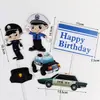 Decorações de Bolo de Aniversário de Carro de Polícia Tio Policial Festa de Aniversário Mesa de Sobremesas Acessórios para Espetar