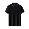 Camisa Polo 200g 26s Acetato Perlado Molido Camiseta de Manga Corta 26s Mezcla Doble Seda Algodón de Fibra Larga Bordado Estampado Logo