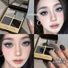 CACE Sombra de Ojos Cuatro Colores Negro Dorado Color Tierra Perlado Diaria Cuatro Colores Tendencia Maquillaje Urbano para Mujer Portátil Marrón Color Oscuro