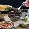 Tigela Externa Qingfang de Aço Inoxidável Industrial Retrô Prata Fosca Utensílios de Camping Tigela de Arroz para Camping Loja de Celebridades da Internet Adereços para Fotografia
