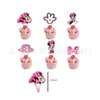 Traje Tema Aniversário Menina Rosa Minnie Suprimentos Decorativos Festa Bandeirinha de Bolo Desenho Animado Infantil Inserção de Tamanho Inserção