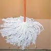 Artículos en stock escuela fábrica hilo de algodón mopa cabeza redonda mango de madera mopa de hilo mopa para suelo mopa de hilo de algodón tiras de paño para quitar el polvo venta al por mayor