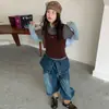 Conjunto de Malha Colorido Patchwork Casual Estilo Coreano para Meninas Primavera e Outono 2026 Novo para Crianças de Meia-Idade e Grandes Tendência
