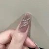 Parche de uña para llevar en la mano sentido avanzado ojo de gato degradado pedrería arte de uñas pieza de uña prefabricada ins uñas postizas de lujo ligero