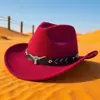 Chapéu Alto Preto Retrô, Chapéu de Cowboy Ocidental Unissex com Acessórios de Cabeça de Vaca, Chapéu de Jazz Estilo Étnico