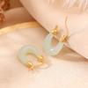 Yilu prata S925 prata esterlina banhado a ouro Hetian jade brincos em forma de U simples estilo antigo de alta qualidade cheongsam brincos de sensação fria