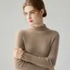 Nuevo top base de punto de manga larga para mujer con cuello alto de volantes, suéter de punto, top interior ajustado para otoño e invierno