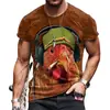 2024 comercio exterior transfronterizo verano nuevo gallo europeo y americano impresión digital 3D manga corta cuello redondo camiseta top para hombre