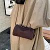 Bolsa cilíndrica vintage de camurça transfronteiriça, design de nicho feminino, bolsa de ombro leve, bolsa transversal, bolsa almofada, atacado personalizado
