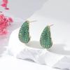 Aretes de Cobre con Microincrustaciones de Circonita en Forma de Gota de Agua, Moda Transfronteriza Estilo Simple, Diseño Abierto, Súper Brillantes, Aretes Estilo Celebridad de Internet