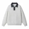 Ropa Masculina ACU Camisa Polo de Color Contrastante con Cuello para Hombre, Nueva Llegada Otoño/Invierno 2026, Sudadera Casual Simple Holgada con Media Cremallera para Hombre