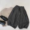 Pantalones Casuales Infantiles Mabao 2026 Otoño Nuevo Estilo Coreano Pantalones de Pierna Ancha Rayados Elegantes para Niños Pantalones Sueltos para Bebé