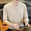 Sudadera casual para hombre con forro polar y grosor extra para otoño e invierno 2026, con bordado texturizado, corte holgado, tejido transpirable y cuello redondo con mangas largas