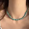 Moda de Verano Piedra Natural Turquesa Collar para Mujer Diseño de Verano Lujo Ligero Temperamento Cadena para Clavícula Cadena de Cuello de Moda