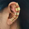 Conjunto Europeu e Americano Transfronteiriço Novo Estilo de Clipe de Orelha Dourado Sem Furo, Brincos de Liga Simples Criativos Prateados, Clipe de Cartilagem da Orelha