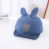 Gorra de Felpa para Bebé de 2 Años, Cálida, Plegable, con Orejas de Conejo y Cara Sonriente, Gorra Plana de Ala Suave para Niños, Otoño Temprano