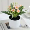 Bonsái pequeño de crisantemo para decoración de interiores del hogar, planta verde artificial como accesorio de fotografía, decoración para la entrada de la sala de estar, adorno simulado de crisantemo