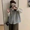 Colete de tricô retrô estilo japonês para mulheres, novo modelo primavera 2026, jaqueta colete suéter de gola redonda petite