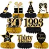 Decoración de Mesa para 16º Cumpleaños Negro Dorado Panal de Abeja Mesa Decoraciones para Fiesta de Cumpleaños Suministros Adornos de Panal para Fiesta