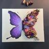 Marco de Fotos Hueco Mariposa Morada Flor Seca Óleo Mariposa Pastel Hueco Pintura de Mariposa Hueca