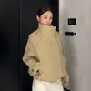 2025 Principios de Primavera y Otoño Nuevo Diseño Estilo Británico Cuello Alto Corta Estilo Coreano Única Doble Botonadura Cazadora Cortavientos para Mujer