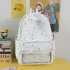 Mochila transparente tipo ita de estilo japonés de alta apariencia con ribete de encaje y estampado de estrellas de moda, gran capacidad para estudiantes