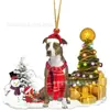 2022 Nuevo Producto Transfronterizo Creativo Adornos Navideños de Perro y Muñeco de Nieve Regalos de Navidad Adornos Planos de Acrílico para Coche