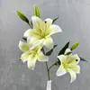 3 Cabeças de Lírios para Arranjos Florais de Casamento, Decoração de Cena, Flores Artificiais para Decoração de Casamento, Montagem de Painel de Fundo, Arranjo de Flores para Sala de Estar