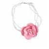 Flor de Tela Multi-capa Perla Perlas Ajustable Collar Fresco Dulce Estilo Pendientes Moda Sentido del Diseño Adornos para Oreja Mujeres