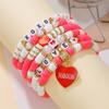 Nuevo Pulsera Elástica Apilada Rosa Moda Estilo Vaquero Occidental Decorada a Mano con Cuentas de Letras de Arcilla Blanda para Mujeres