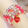 2025 Europeu e Americano Transfronteiriço Novo Traje de Dia dos Namorados Presente para Mulheres Coração Rosa Carta Pulseira Elástica com Contas