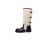 20264cm Salto Grosso Dobrável Dupla Utilização Fivela Cor Bloqueada Bico Redondo Botas de Equitação Meia-Panturrilha Sola Grossa Aumenta Altura Botas Longas para Mulheres
