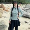 Fato de Mergulho Feminino de Duas Peças com Mangas Longas e Calças Longas, Protetor Solar, Conservador, Secagem Rápida, Roupa de Surf, Roupa de Snorkel, Rash Guard, Roupa de Banho Esportiva para Mulheres