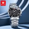 Reloj Multifuncional Marca Oli Shi para Hombre Luminoso Calendario Impermeable 7 Agujas Caja Anillo Personalidad Cuarzo Negocios Reloj de Pulsera para Hombre