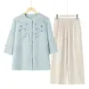 Camisa de Algodón Puro para Mujer de Edad Media, Top de Moda Nueva Primavera 2026, Blusa Elegante para Abuelas, Conjunto