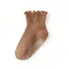 Calcetines plisados para niños, Calcetines antideslizantes para bebé, Lindos calcetines plisados de algodón con borde de lechuga, Calcetines cortos para bebé y niña pequeña