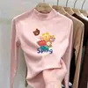 Camada interna de fleece para meninas, camiseta infantil de manga longa escovada para outono e inverno, gola alta, top quente para sobrepor, estilo ins