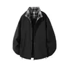 Chaqueta de béisbol de punto de retazos a cuadros retro americana transfronteriza, chaqueta cárdigan de moda de primavera y otoño de alta gama para parejas de hombres
