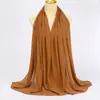 Bufanda larga de color liso transfronteriza, pañuelo para la cabeza de estilo étnico malasio para mujer, chal, bufanda versátil de gasa con perlas