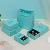 Caja de joyería azul y rosa al por mayor, para collares, pendientes, anillos, joyas, regalo, embalaje.
