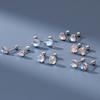 Pendientes Nalan S925 de plata esterlina con incrustaciones de diamantes y vidrio sintético, estilo pequeño y exquisito, M04684