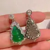Collar de la Fortuna de Plata de Ley S925 Calcedonia Verde Hielo Nuevo Estilo Chino Colgante de Calabaza de Jade Natural Joyería de Tendencia Nacional para Mujer