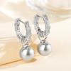 Pendientes de perlas redondas Shijia de plata esterlina s925 para mujer, nicho de red rojo claro, pendientes de perlas grises con hueso de serpiente de lujo, elegantes