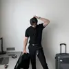 Camiseta de Manga Corta Pesada Estilo Retro Americano Camisa Polo para Hombre Estilo Maduro y Estable con Puños Ajustados Camisa Henley para Deporte y Fitness Chico Duro