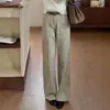 Jeans de trabalho de designer da moda para mulheres, novo modelo outono 2026, calças retas de perna larga de cintura alta para figuras petites