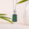 Yuebao Jewelry Plata de Ley S925 Jade Completo Diamante Colgante de Paz Flor Retro Lujo Ligero Gama Alta Versátil Collar Clavícula