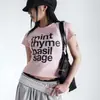 Nueva moda de verano estilo americano personalizada simple estampado en inglés corte ajustado manga corta camiseta estilo corto casual venta al por mayor