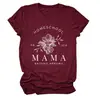 Camiseta Casual Europeia e Americana Homeschool Pr 22 6 Mama Transfronteiriça Verão Gola Redonda Manga Curta Tops Prontos para Mulheres