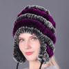 Gorro de pelo de conejo rex grueso y cálido, con protección para las orejas, de algodón y piel de conejo, informal, de lana, para otoño e invierno.