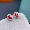 Brincos de rubi natural rubi é tão brilhante quanto fogo com magia inesperada pedra principal 3*5mm